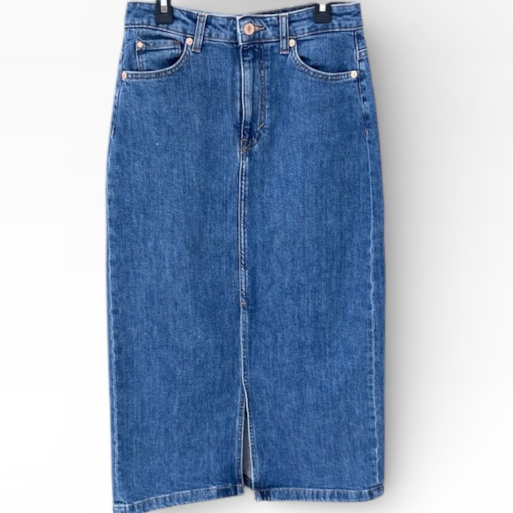 & Denim By H&M Blue Midi Skirt